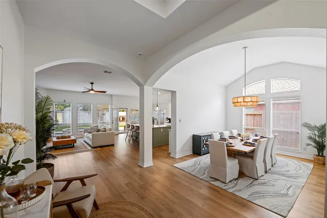 a living room with furniture