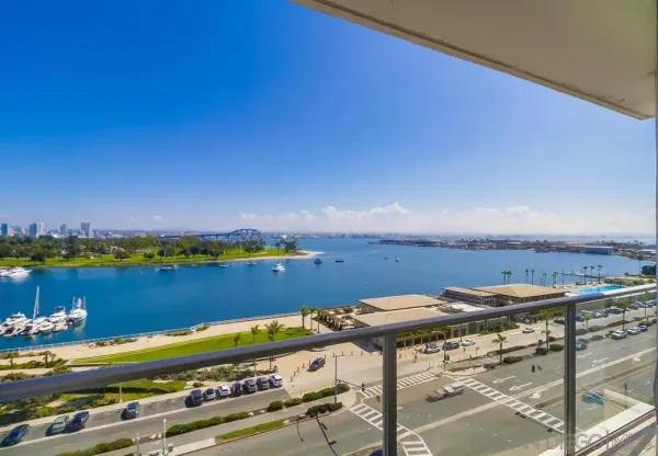 a view of a lake with a mountain