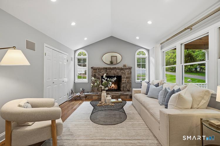 2 Grassy Plains Road Westport, CT 06880 - Photo 6 of 40 Living room with convenient gas fireplace