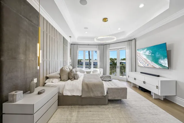 a view of a swimming pool with a lounge chair