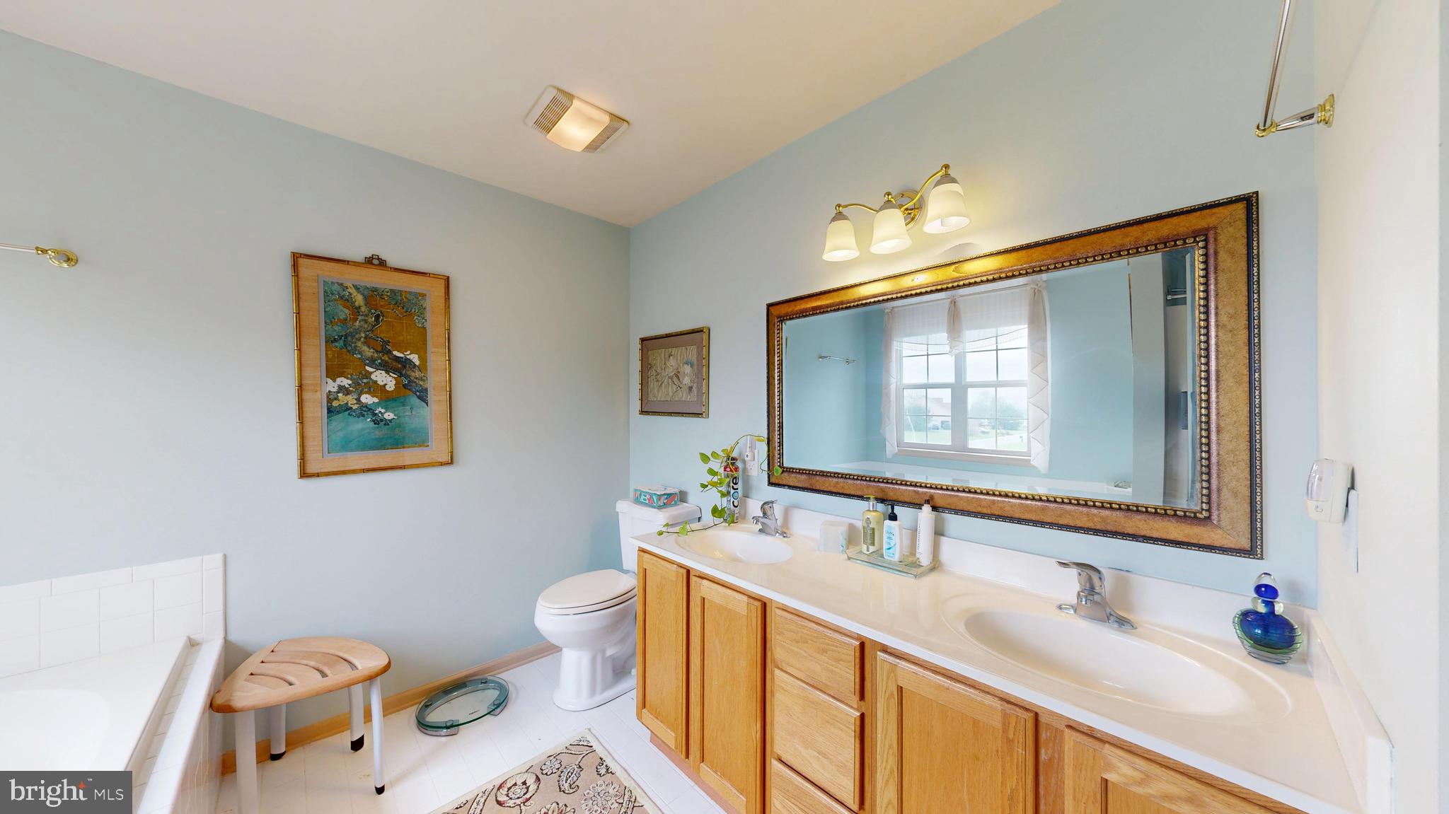 110 Masters Lane Magnolia, DE 19962 - Photo 51 of 65 a bathroom with a granite countertop sink mirror vanity and a toilet