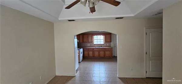a view of a hallway with a bedroom