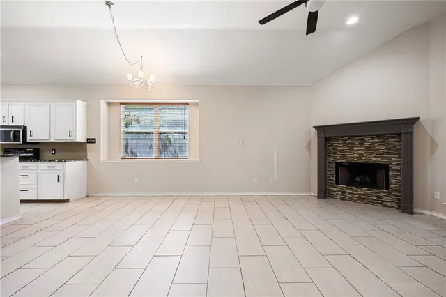 a view of a room with a window