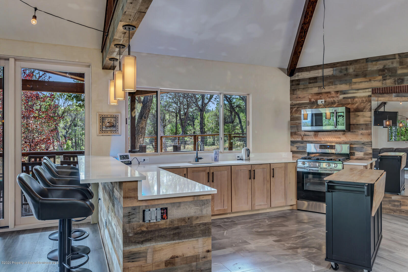 475 County Road 112 Carbondale, CO 81623 - Photo 34 of 53 a large kitchen with kitchen island a large counter top space and stainless steel appliances