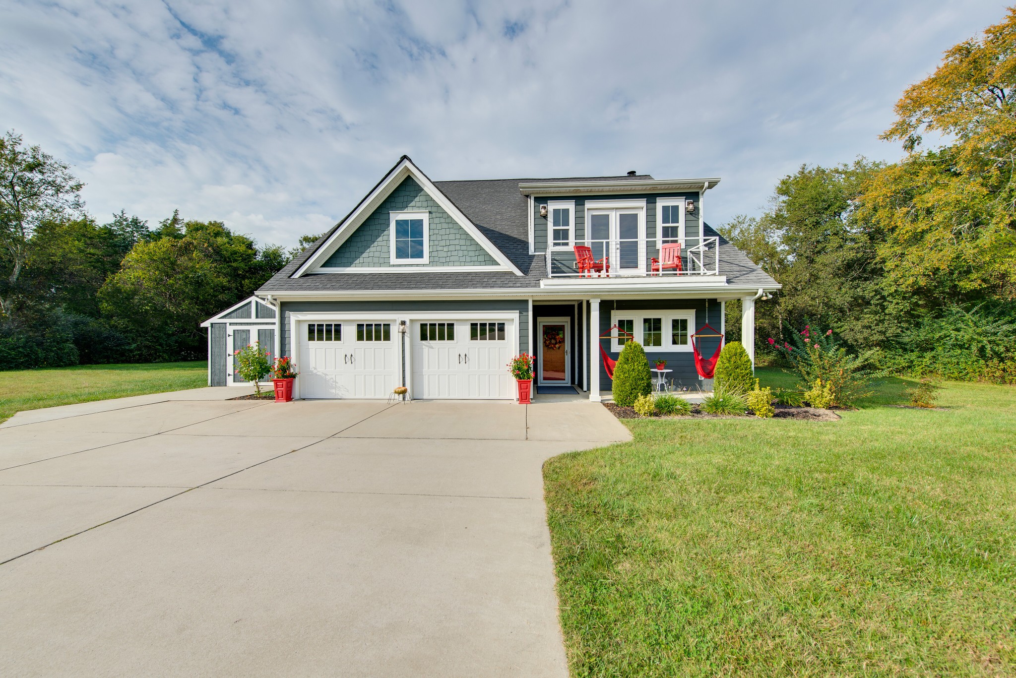front view of a house with a yard