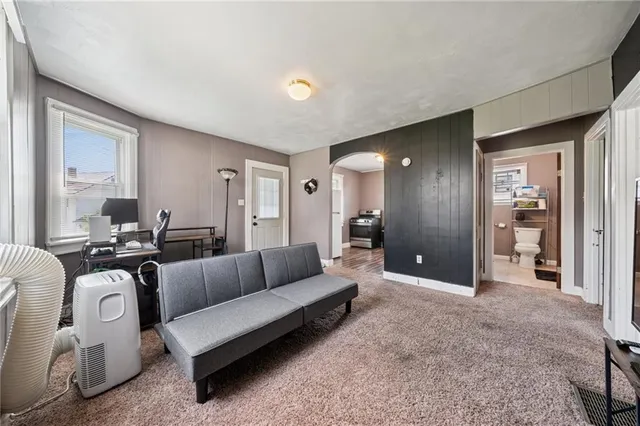 a living room with furniture