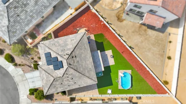 an aerial view of a house