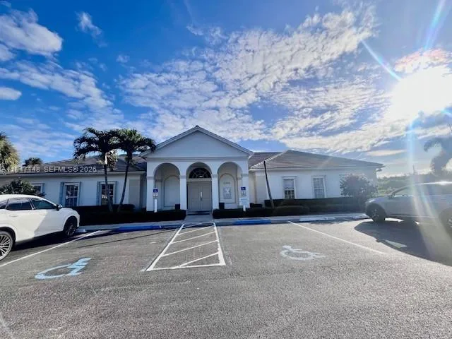 a view of a building with community park