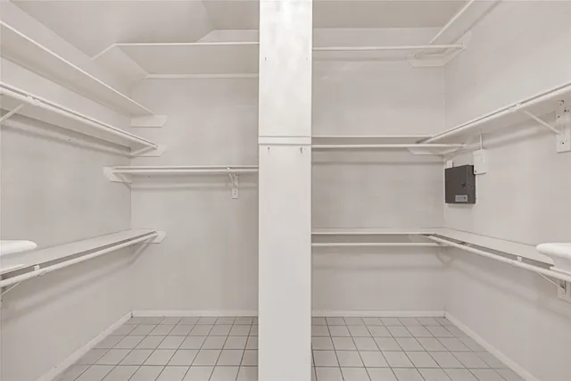 a view of an empty walk in closet