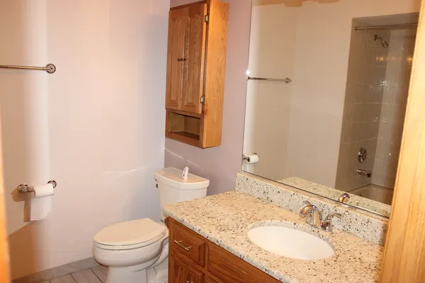 a bathroom with a bathtub