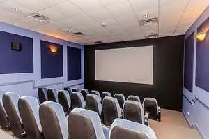 a projector room with furniture