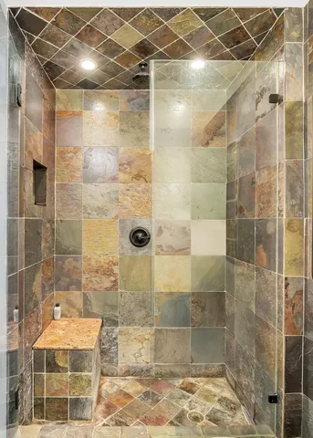 a bathroom with a shower