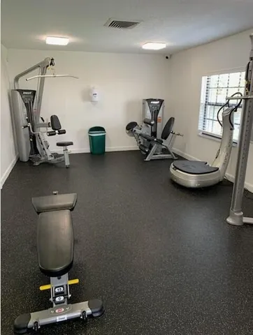 a room with gym equipment