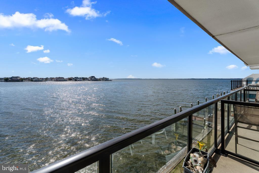 a view of ocean from a balcony