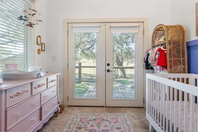 a view of room with window and toys