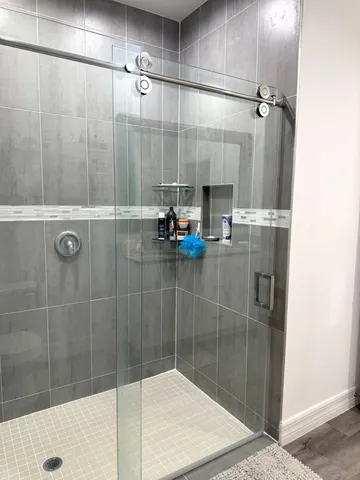 a bathroom with a shower