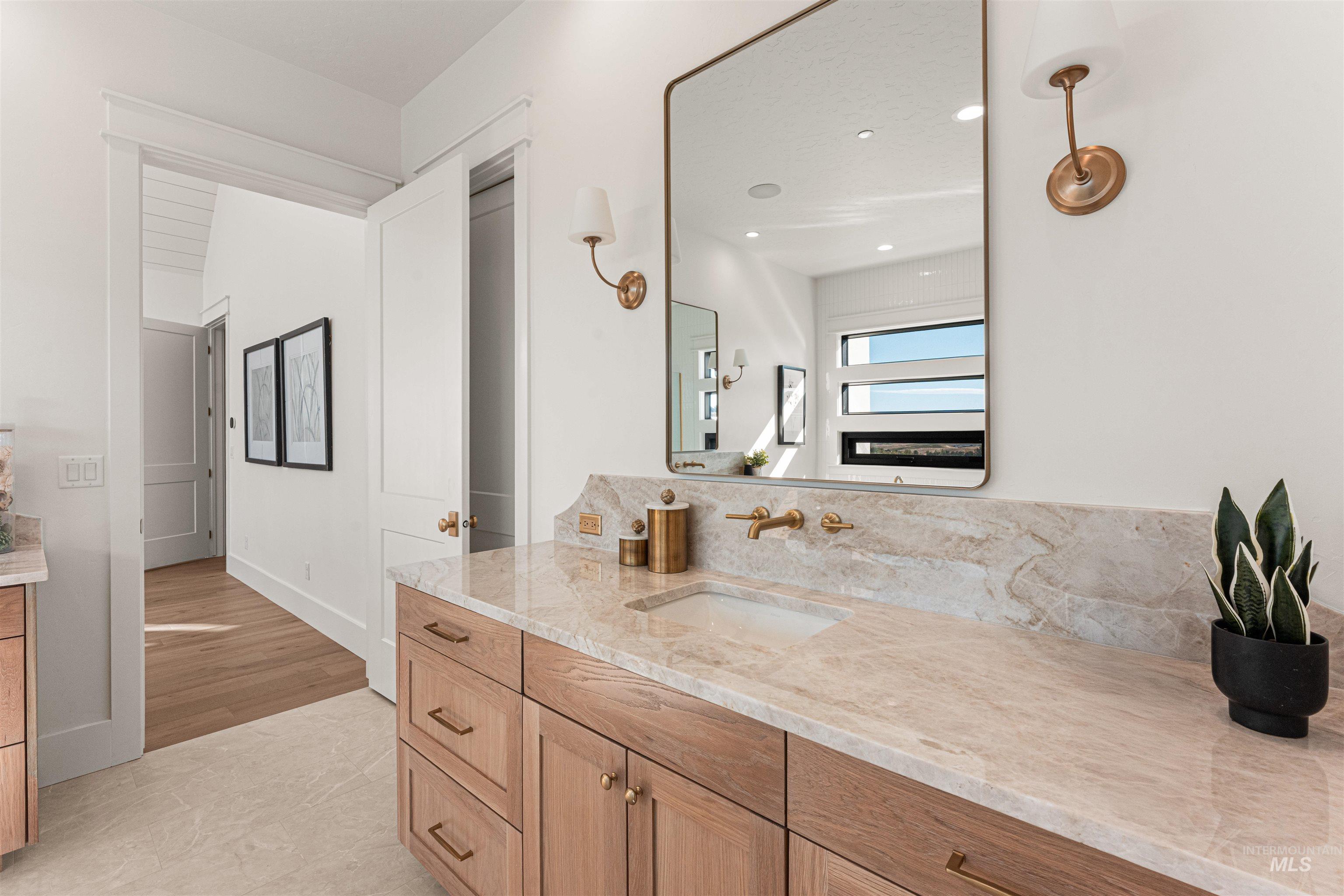 6400 North High Vly Way Eagle, ID 83714 - Photo 23 of 49 Bathroom featuring vanity, light tile patterned floors, and recessed lighting