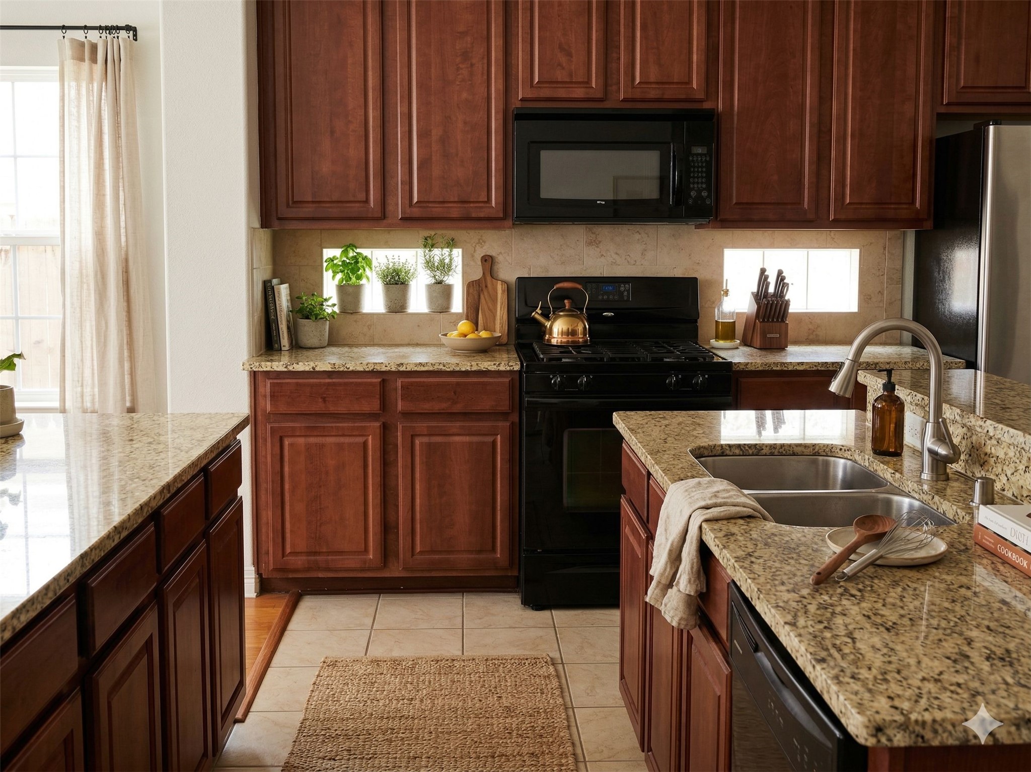 6715 Windrift Way, Unit 15 Austin, TX 78745 - Photo 2 of 37 a kitchen with stainless steel appliances granite countertop a stove a sink and a microwave