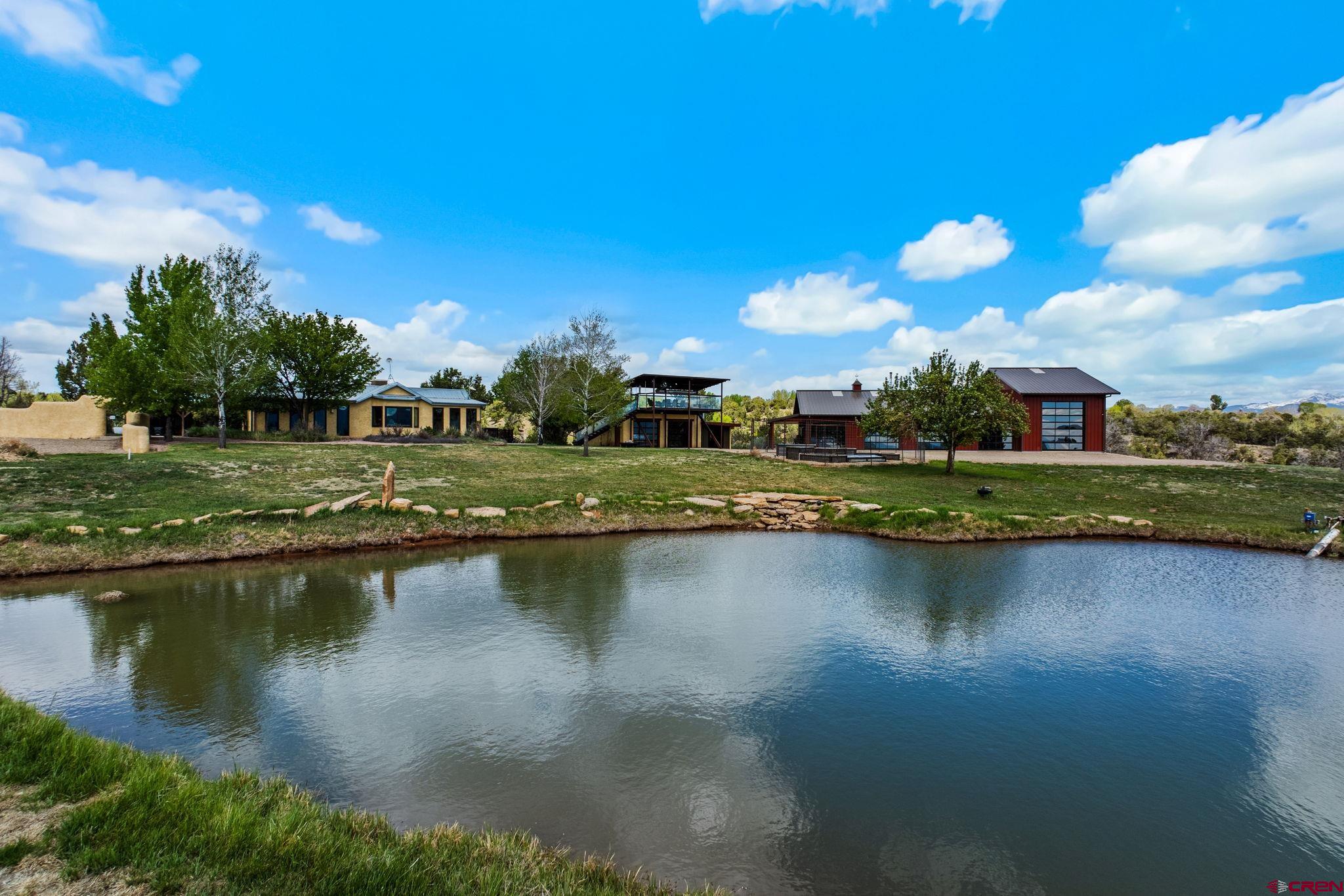 a view of a lake with houses