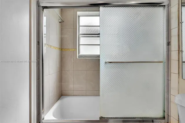 a bathroom with a bathtub