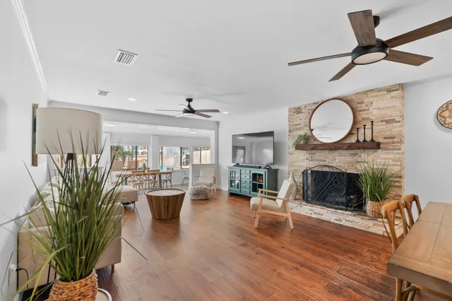 a living room with furniture