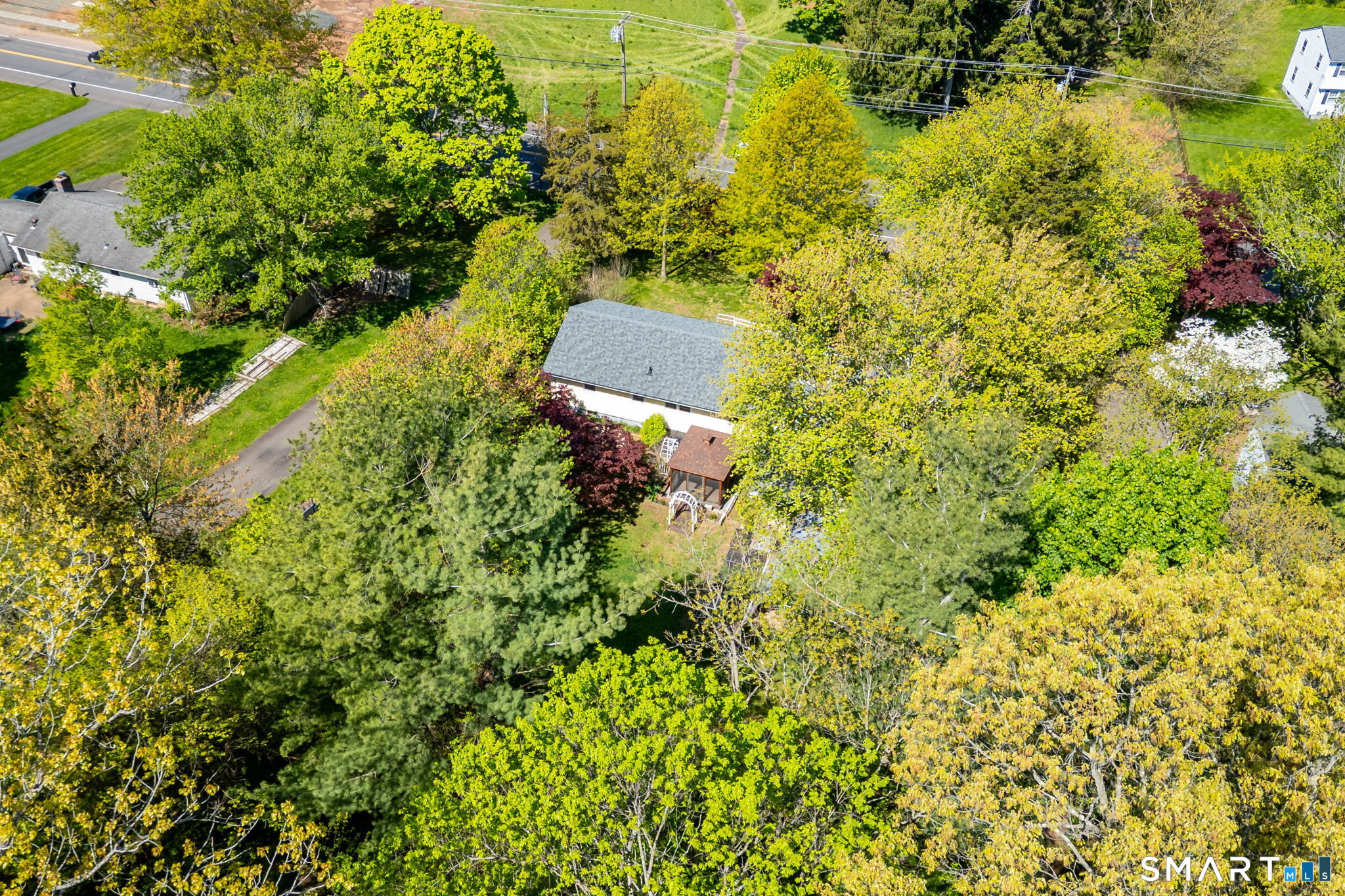 189 Bee Street Meriden, CT 06450 - Photo 34 of 39 an aerial view of residential house with swimming pool and lawn chairs