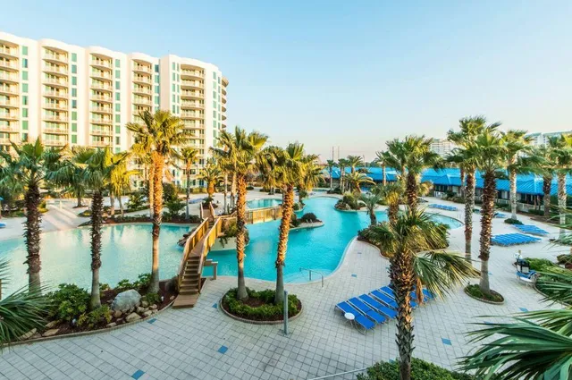 a view of a swimming pool and outdoor space