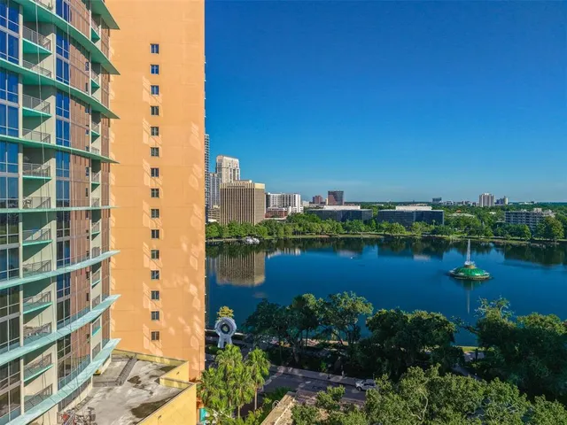 a view of lake with city