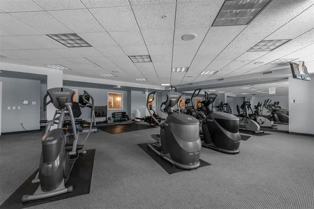 a view of a room with gym equipment