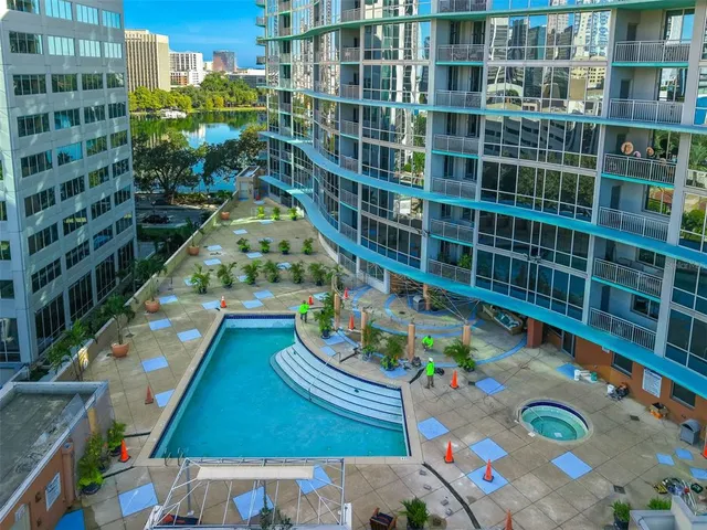 a view of a porch with wooden floor