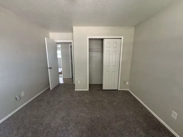 a view of an empty room with closet area
