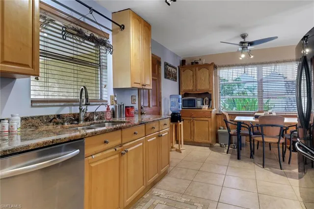 a kitchen with lots of counter top space