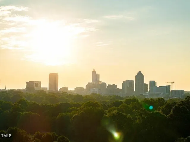 an aerial view of a house a yard and a pond