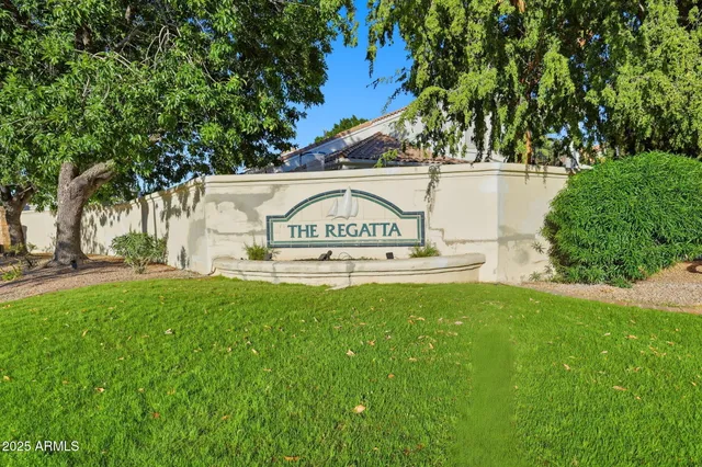 an aerial view of a house with a garden
