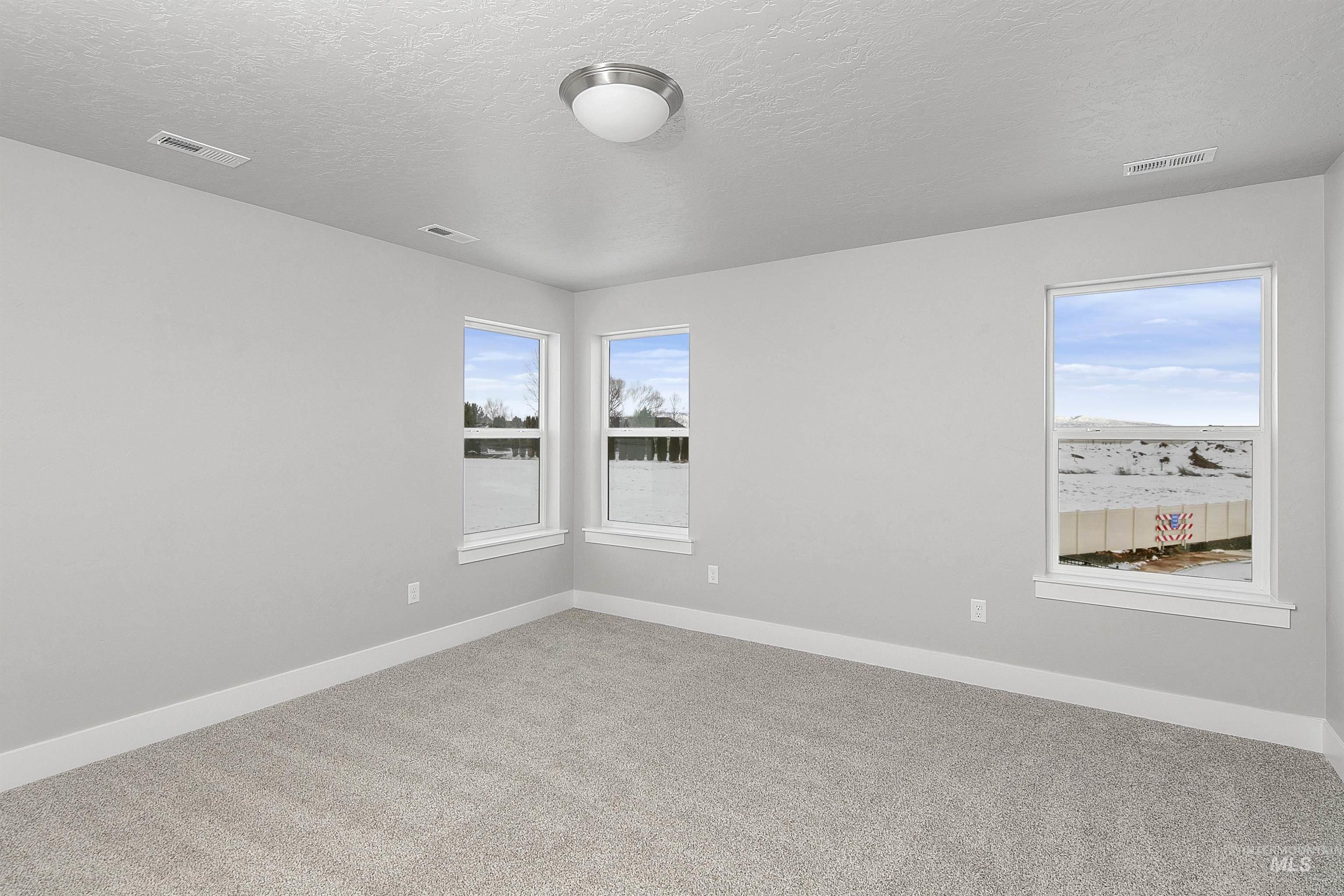 5985 North Backfire Way Meridian, ID 83646 - Photo 6 of 17 Unfurnished room with carpet flooring, a textured ceiling, and plenty of natural light