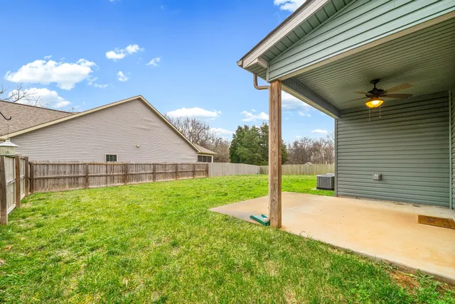 a view of backyard with green space