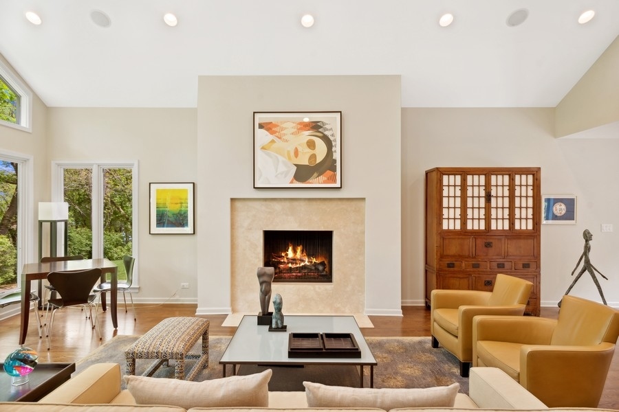 85 Riparian Road Highland Park, IL 60035 - Photo 6 of 31 a living room with furniture and a fireplace