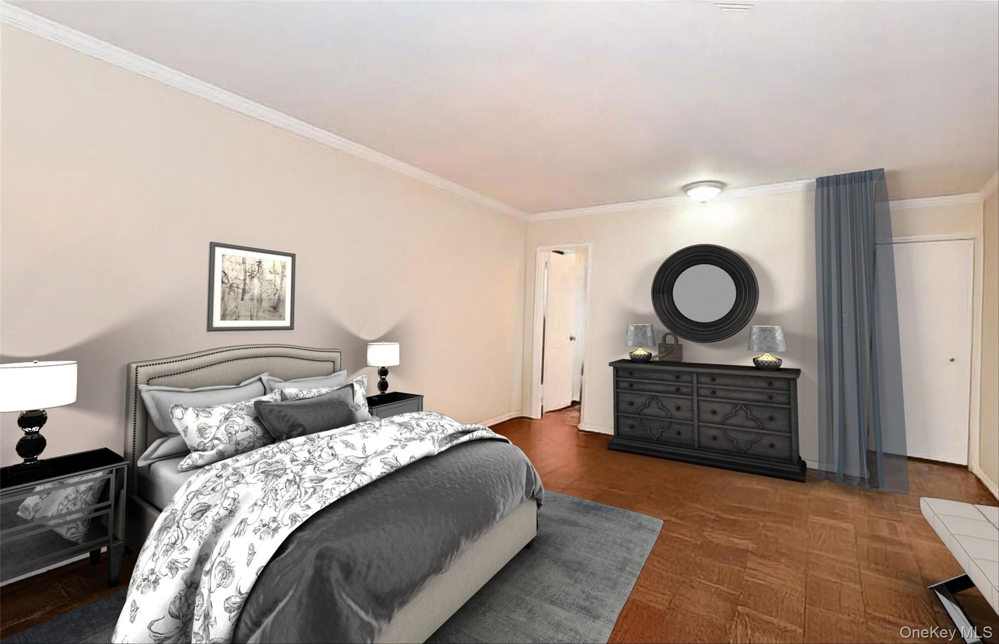 40 Stoner Avenue, Unit 1I Great Neck, NY 11021 - Photo 13 of 22 a bedroom with a bed and cabinets