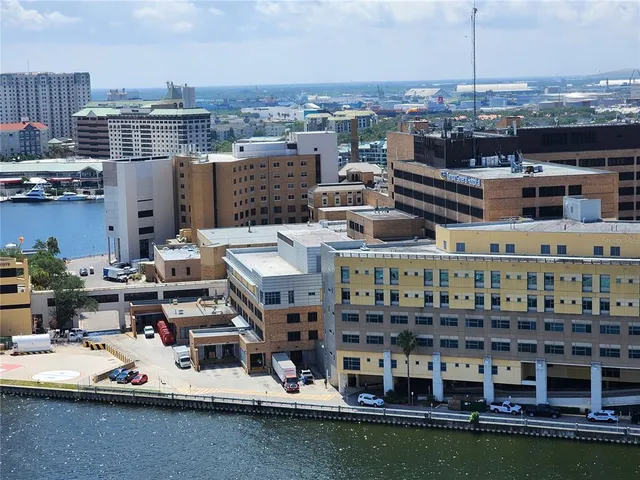 a view of a water with a terrace