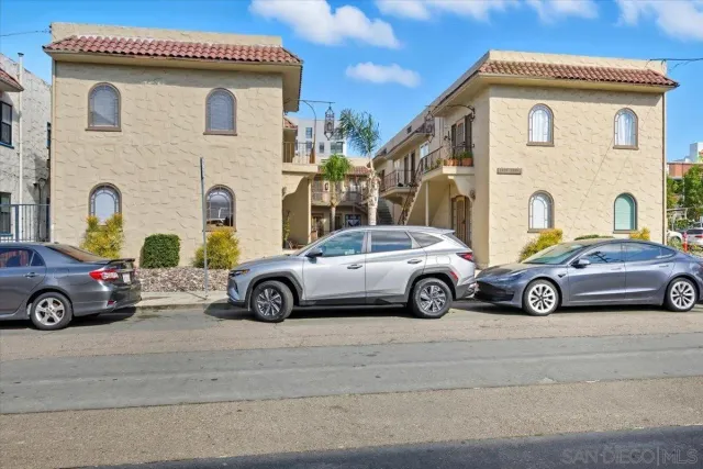 a car parked in front of a house