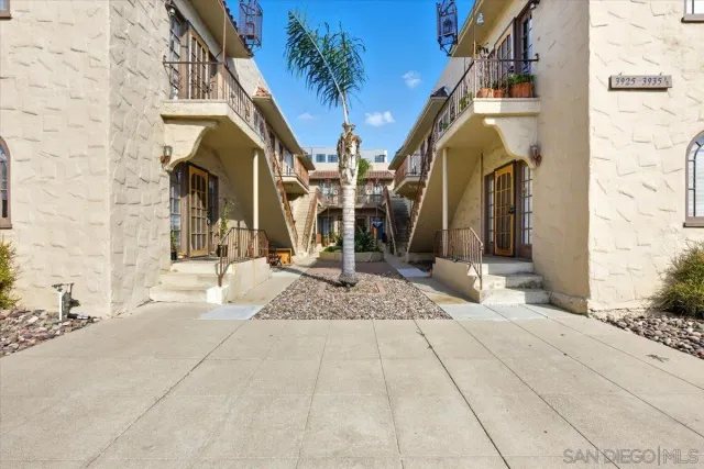 a view of a pathway with a building