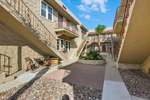 a view of a building with many windows