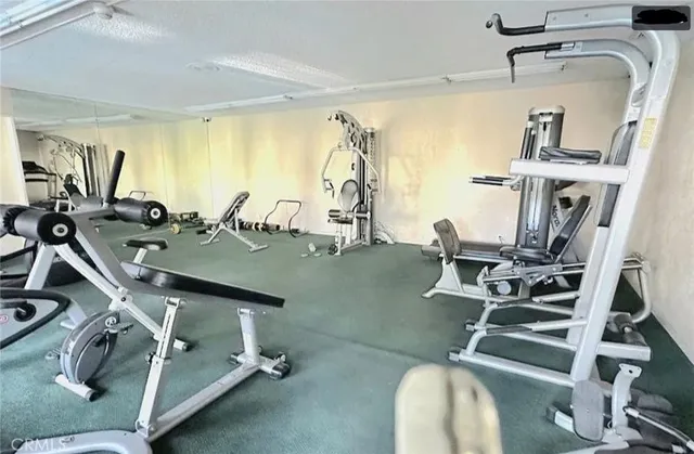 a room with gym equipment