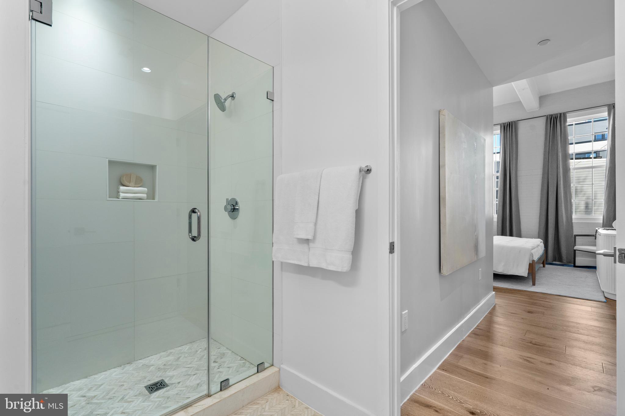 1324 E Street Southeast, Unit 201 Washington, DC 20003 - Photo 26 of 47 a bathroom with a shower and a glass door