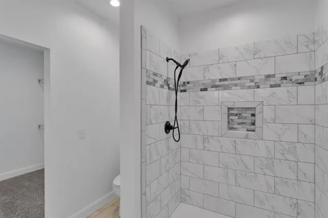 a view of a small space with a window