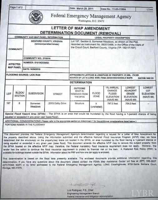 2003 Colby Drive Forest, VA 24551 - Photo 65 of 69 LETTER OF MAP AMENDMENT DETERMINATION DOCUMENT (REMOVAL) RECORDED IN BEDFORD COUNTY