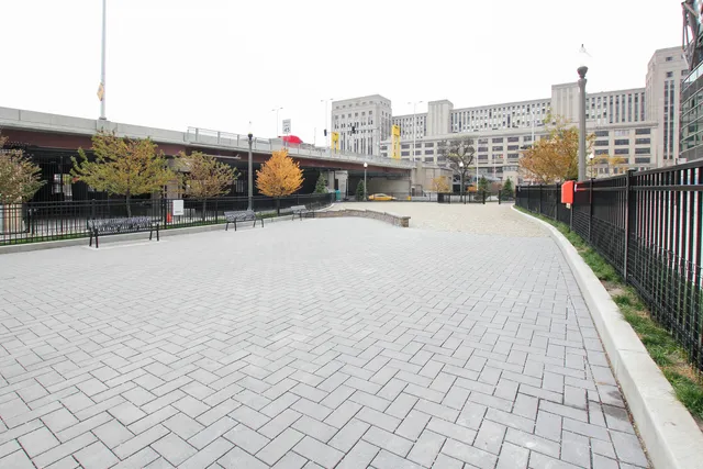 a view of city with sitting area