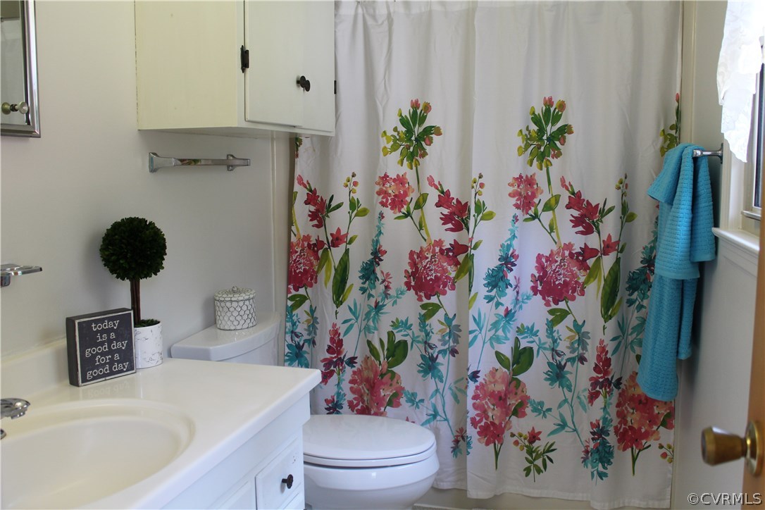20600 Rowanty Road Carson, VA 23830 - Photo 22 of 25 a bathroom with a sink a toilet and curtain