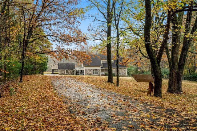 a house with trees in front of it