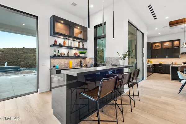 a kitchen with lots of counter top space